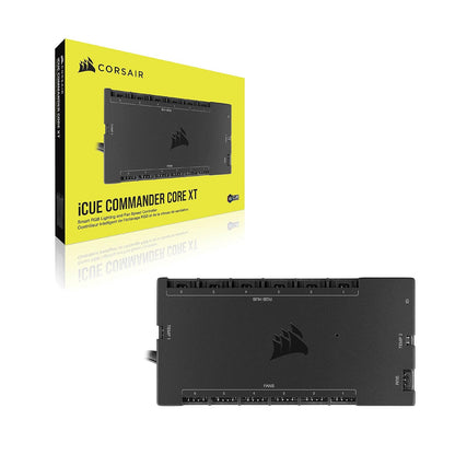 CORSAIR iCUE COMMANDER CORE XT, controlador digital de iluminación RGB y velocidad de ventiladores (Hasta 6 ventiladores PWM y 264 LEDs RGB, Modo cero RPM, Monitoreo temperatura) Negro