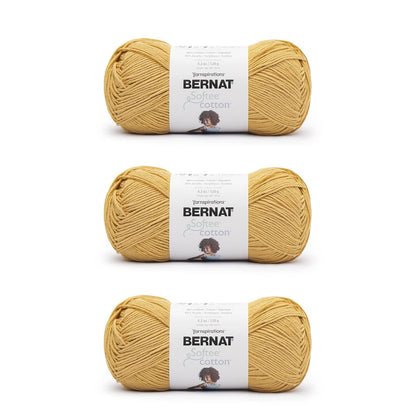Bernat Softee Cotton, Hilo de Algodón y Acrílico Peso DK - Hilo dorado - 120g - 4.2oz, 254 yards