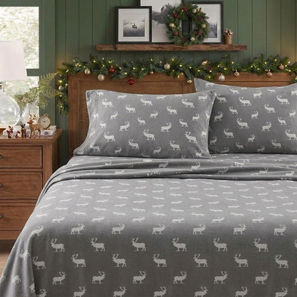 Eddie Bauer Juego de sábanas de Franela Elk Grove, Cabaña, Gris, King, 1