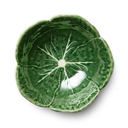 Le Jardin - Juego de 4 cuencos de cereales 3D de 7 pulgadas – tazón de hojas de gres verde esculpido – Cerámica inspirada en el jardín de temporada para desayuno, aperitivos y comidas diarias de