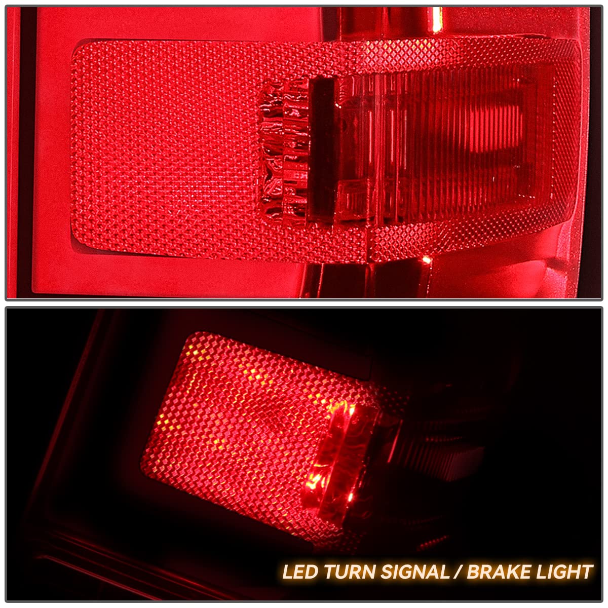 DNA MOTORING TL-ZTL-002E-RD Par de Luces traseras LED de Freno compatibles con 15-19 Silverado 2500 HD 3500 HD/Sierra 3500 HD, Lente Transparente roja