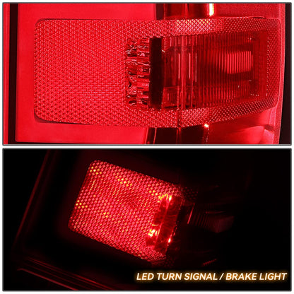 DNA MOTORING TL-ZTL-002E-RD Par de Luces traseras LED de Freno compatibles con 15-19 Silverado 2500 HD 3500 HD/Sierra 3500 HD, Lente Transparente roja