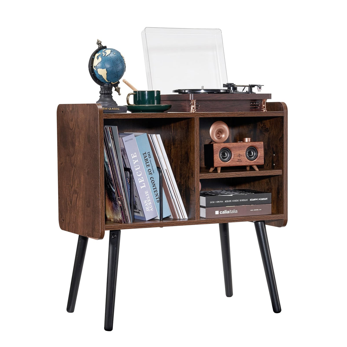 VEVOR - Soporte para Tocadiscos, Soporte para hasta 100 álbumes, gabinete de Vinilo clásico con estantes extraíbles, Mesa de Jugador con Altura Ajustable para Sala de Estar, recámara, café