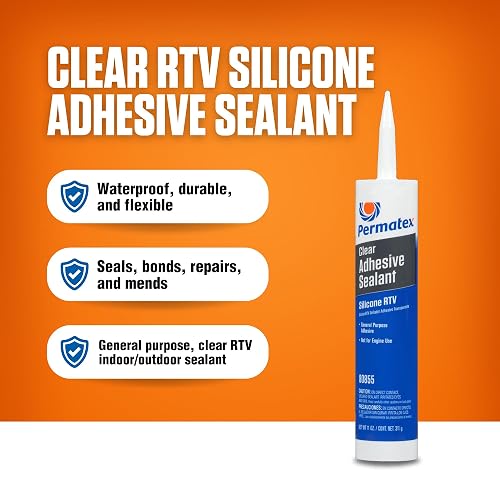 Permatex Sellador de Silicona Transparente RTV 80855, 11 oz