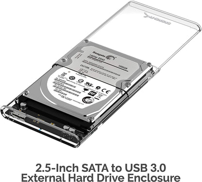 SABRENT - Carcasa de Disco Duro Externo Transparente de 2.5 Pulgadas SATA a USB 3.0 sin Herramientas, optimizada para SSD, Compatible con UASP SATA III (EC-OCUB)