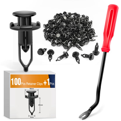 GOOACC Clips Retenedores de Plástico para Paneles y Guardabarros - 100Pcs Clips 9mm + Fastener Remover