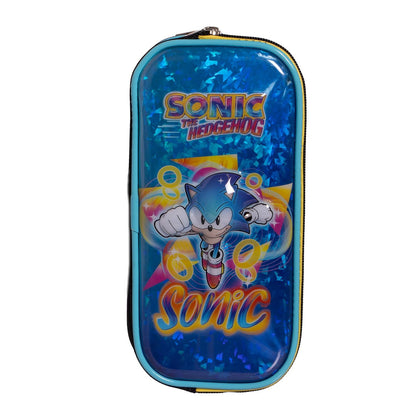 Ruz Lapicera Doble Infantil y Preescolar | Sonic | 100% Poliéster | Estuche de Tela para Niños con Compartimentos Internos y Cremallera | Recomendado desde 3 años