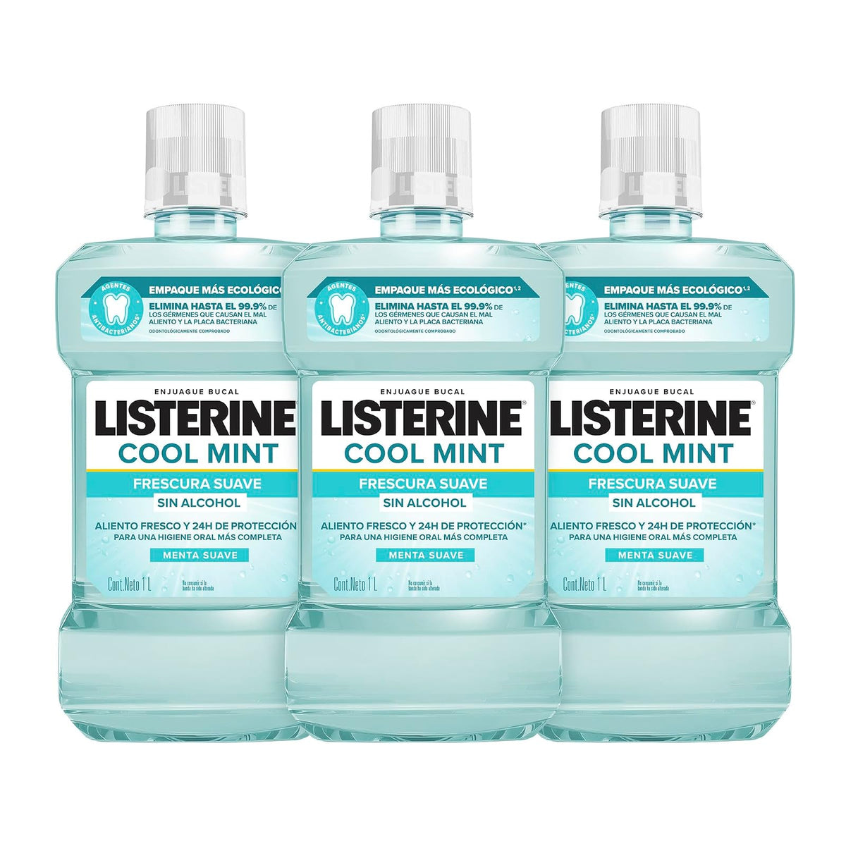 Listerine Enjuague Bucal Cool Mint Zero 1L 3 Pack