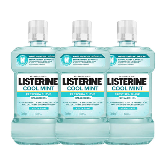 Listerine Enjuague Bucal Cool Mint Zero 1L 3 Pack