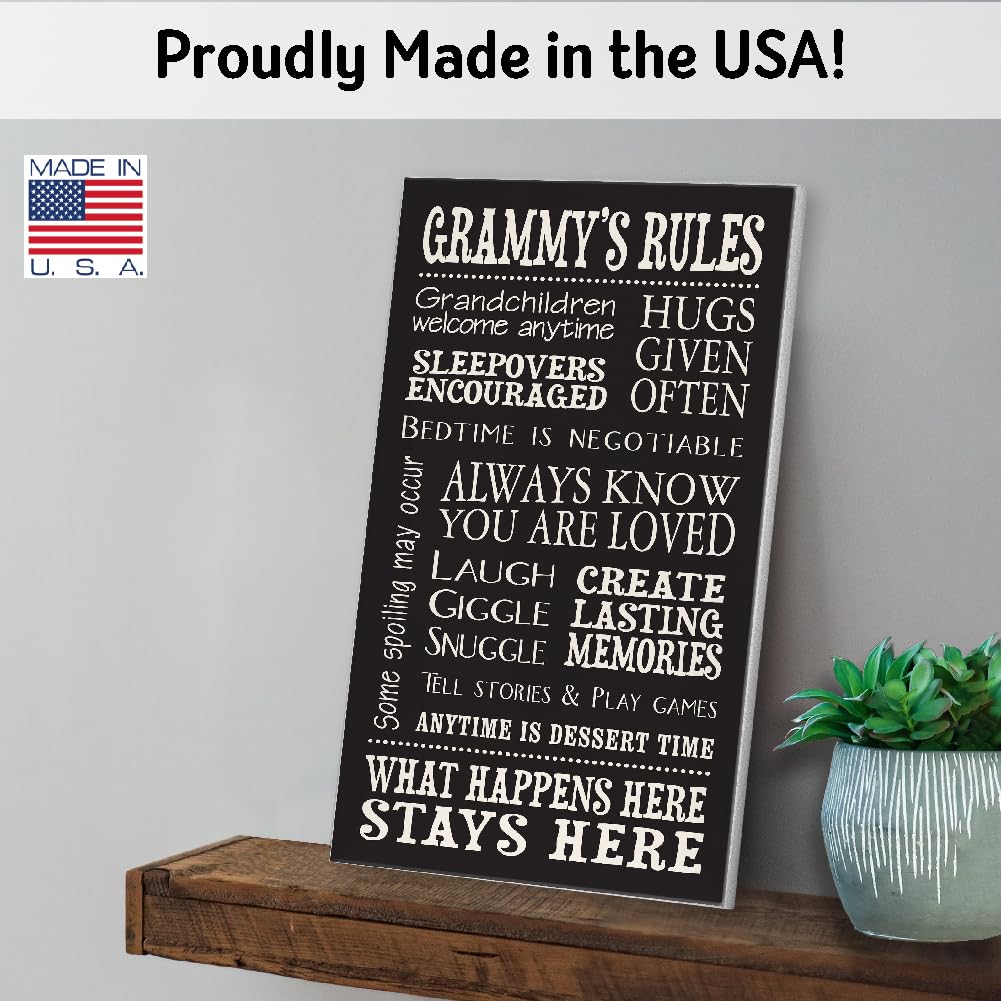 My Word! De mi Palabra. Grammy Rules-8.5 X 16 Decorative Firmar, Negro con Letras en Color Crema
