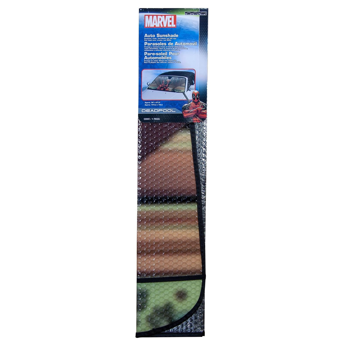 Plasticolor 003711R01 Marvel Deadpool Pulgares Arriba Estilo acordeón para Automóvil, camión, SUV, Parabrisas Delantero