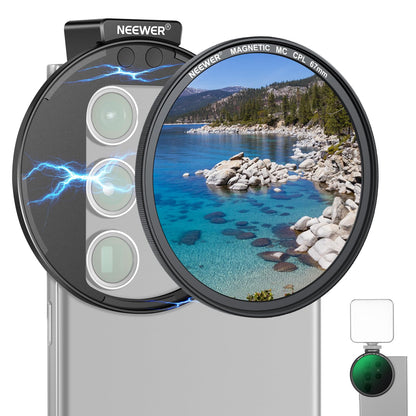 NEEWER Filtro CPL 67mm con Clip para Celular y Zapata Fría - Filtro CPL Magnético