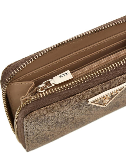 GUESS CARTERA LAUREL II SLG MED ZIP AROUND COLOR CAFÉ LOGO