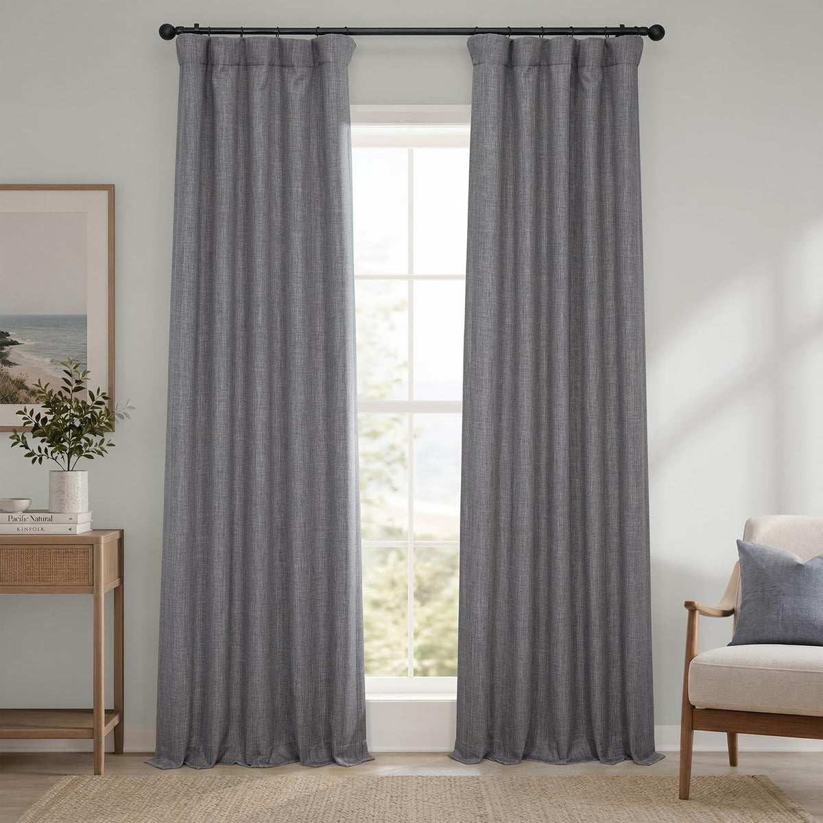 Half Price Drapes Cortina de Lino Sintético, Panel Individual - 127An x 243.8Al cm (1 Paneles) - Blazer Gris