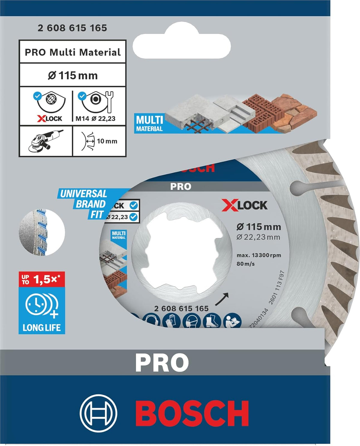 Bosch Professional - Disco de corte de diamante estándar (universal, X-LOCK, diámetro 115 mm, diámetro de orificio: 22,23 mm, ancho de corte 2 mm)