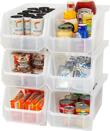 ReadySpace Contenedores de Plástico para Organizar | Grande, 14.8 x 8 x 7 pulgadas, 6-Pack, Apilables, Uso en Clóset, Cocina, Oficina, Cochera, Despensa