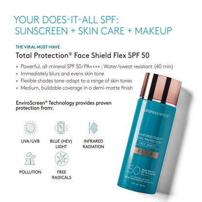 Colorescience Total Protection Face Shield Flex SPF 50, Zinc Oxide Formula