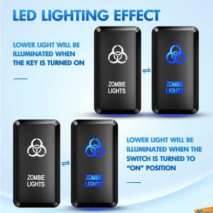Nilight Interruptor de Botón Luces Zombi 12V con Kit Cable Conector