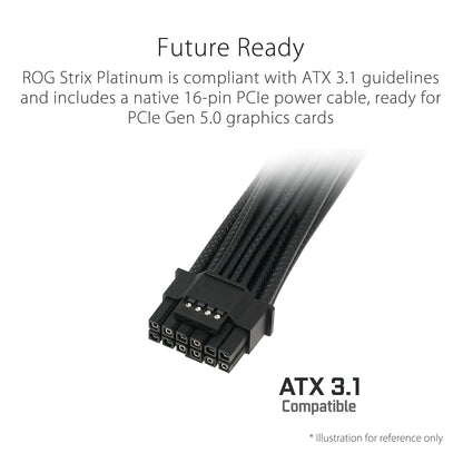 ASUS ROG Strix 1200W Platinum (Fuente de alimentación Totalmente Modular, 80 Plus Platinum Certificado, ATX 3.1, GAN MOSFET, GPU-Primer estabilizador de Voltaje Inteligente, 10 años de garantía)