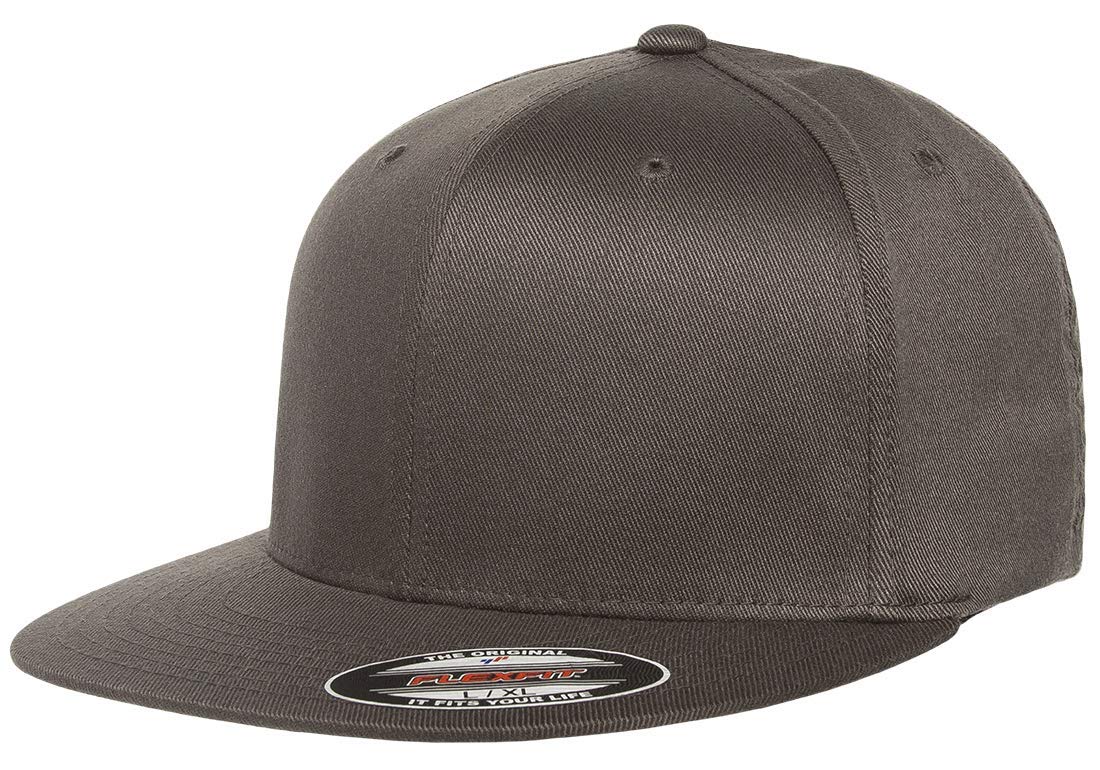 Flexfit Pro-béisbol en el Campo Gorro/Sombrero para para Hombre | Buckram duro, estructurado, espalda cerrada, ajuste elástico, pico plateado - Gris oscuro - G-XL