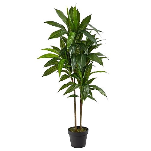 Nearly Natural 6585 Dracaena Decorative Silk Plant, 48-Inch, Green | Troncos multitonales, gran planta de seda para interiores, sin mantenimiento, sala de estar y decoración de oficina en casa