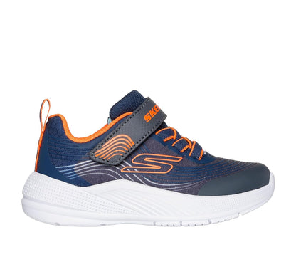 Skechers Microspec Advance Tenis para Niños - 17.5 cm - Azul marino - naranja