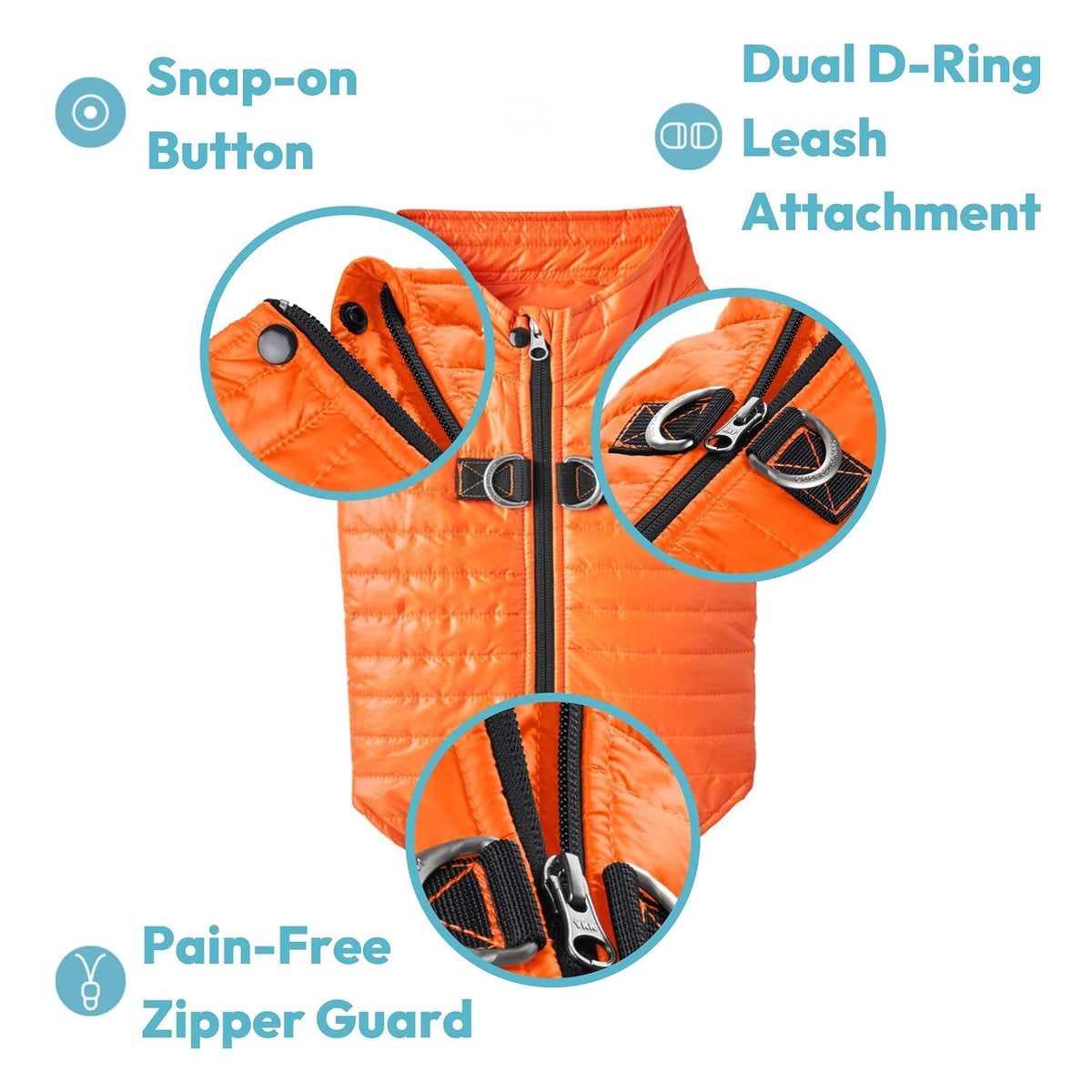 Gooby Chaleco Acolchado para Perro, Azul, Grande, ultradelgado con Cremallera y Correa de Doble Anillo en D, Abrigo Resistente al Agua para Perros pequeños, Ropa para Perros pequeños o medianos