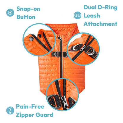 Gooby Chaleco Acolchado para Perro, Azul, Grande, ultradelgado con Cremallera y Correa de Doble Anillo en D, Abrigo Resistente al Agua para Perros pequeños, Ropa para Perros pequeños o medianos