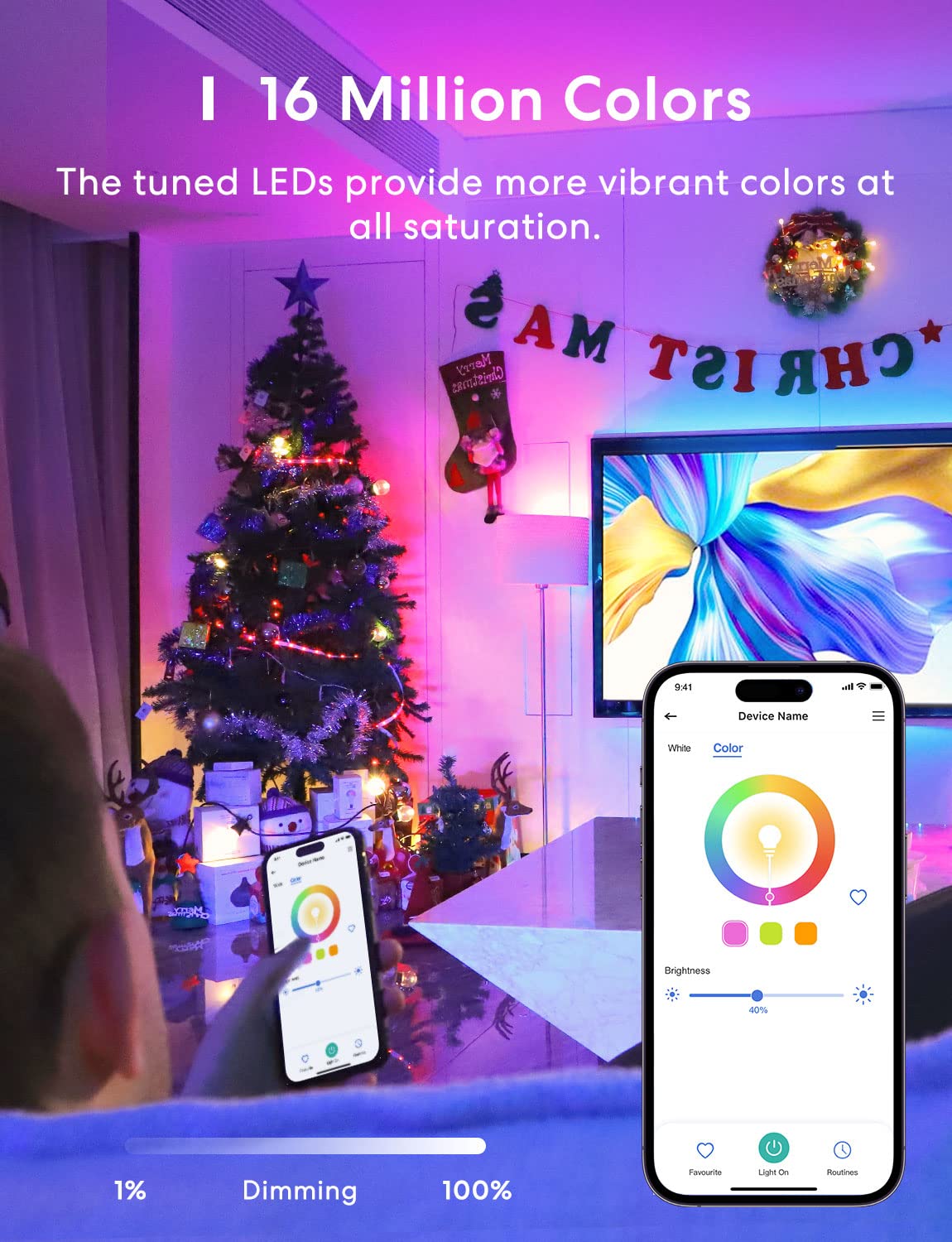 Meross - foco inteligente Wi-Fi, bombillas LED que cambian de color, compatibles con Alexa y Google Home, 2700K-6500K, color blanco sintonizable, 810 lúmenes, equivalente a 60 W, A19, E26, paquete de