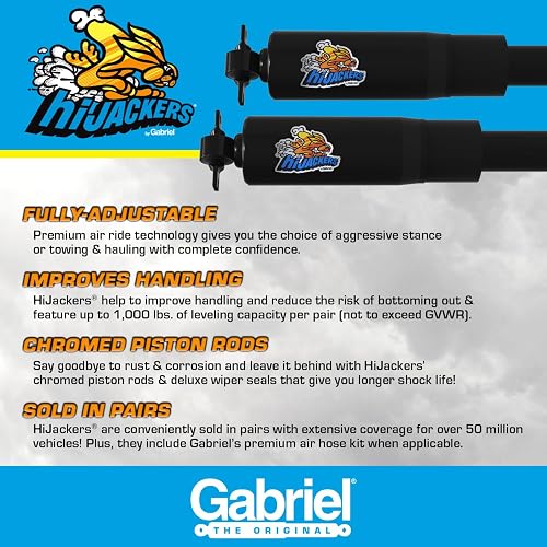Gabriel HiJackers Amortiguadores de Aire Ajustables Traseros 49235 para Cadillac/GMC/Dodge/Jeep/Nissan, Negro
