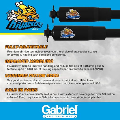 Gabriel HiJackers Amortiguadores de Aire Ajustables Traseros 49235 para Cadillac/GMC/Dodge/Jeep/Nissan, Negro