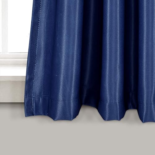 Lush Decor - Paneles de Cortina para Ventana con Filtro de luz, par, 52 Pulgadas de Ancho x 63 Pulgadas de Largo + cabecera de 2 Pulgadas, Color Azul Marino, Encantadoras Cortinas Florales Modernas