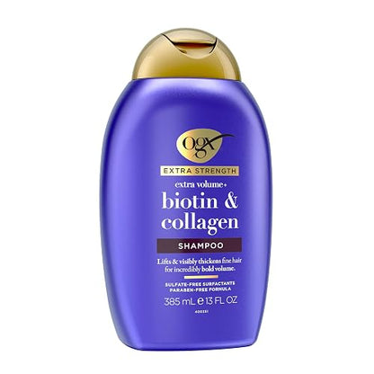 OGX, Shampoo Volumen y Fuerza Extra de Biotina y Colágeno, 385 ml