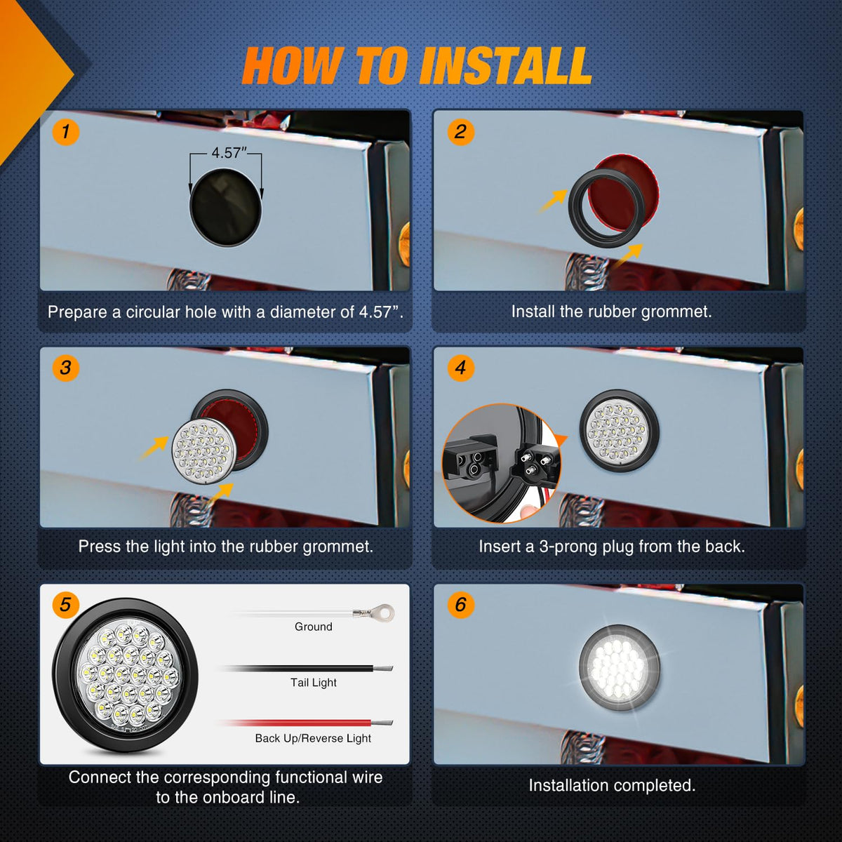 Nilight 4 Luces Traseras Redondas LED 4 in, Rojo/Blanco, Freno e Intermitente, IP67, 12 V, TL-194
