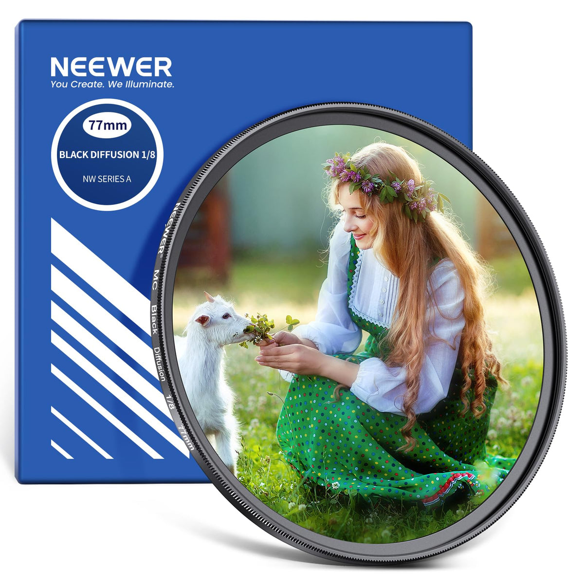 NEEWER Filtro de Difusión Negra 1/8 para Lente de Cámara - 77mm