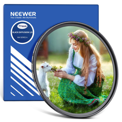 NEEWER Filtro de Difusión Negra 1/8 para Lente de Cámara - 77mm