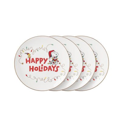 Lenox 896321 Snoopy - Juego de 4 platos decorativos navideños, vajilla navideña