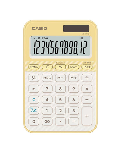 Casio Calculadora de Escritorio MS-20YC 12 Dígitos - Amarillo Claro