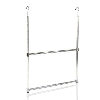 Oceanstar ACR1538C 2-Tier Portable Adjustable Closet Hanger Rod, Chrome
