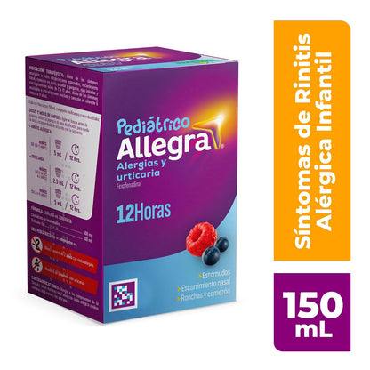 Allegra suspensión pediátrica para estornudos y escurrimiento nasal, 150ml.