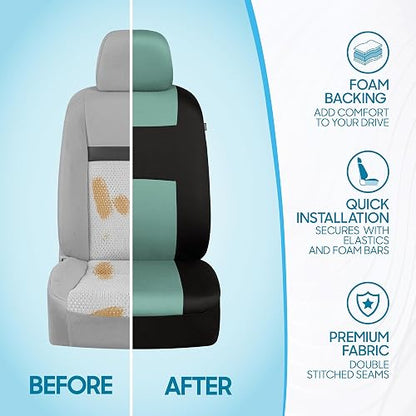 BDK PolyPro Juego Completo de Fundas para Asiento, Banco Dividido Delantero y Trasero, Menta/Negro