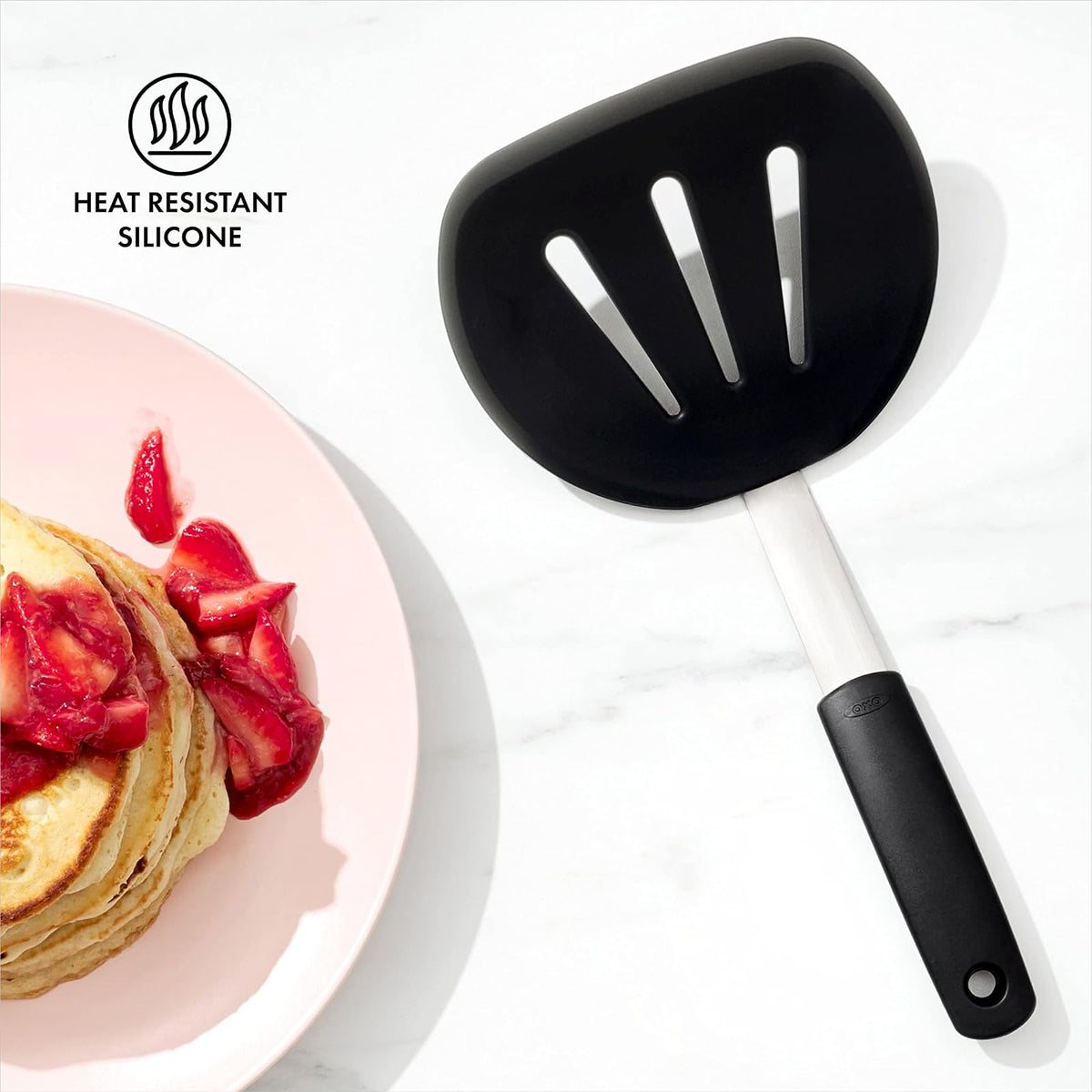 Oxo 1071533 Good Grips Silicone Flexible Pancake Turner/Spatula, Black,, Negro