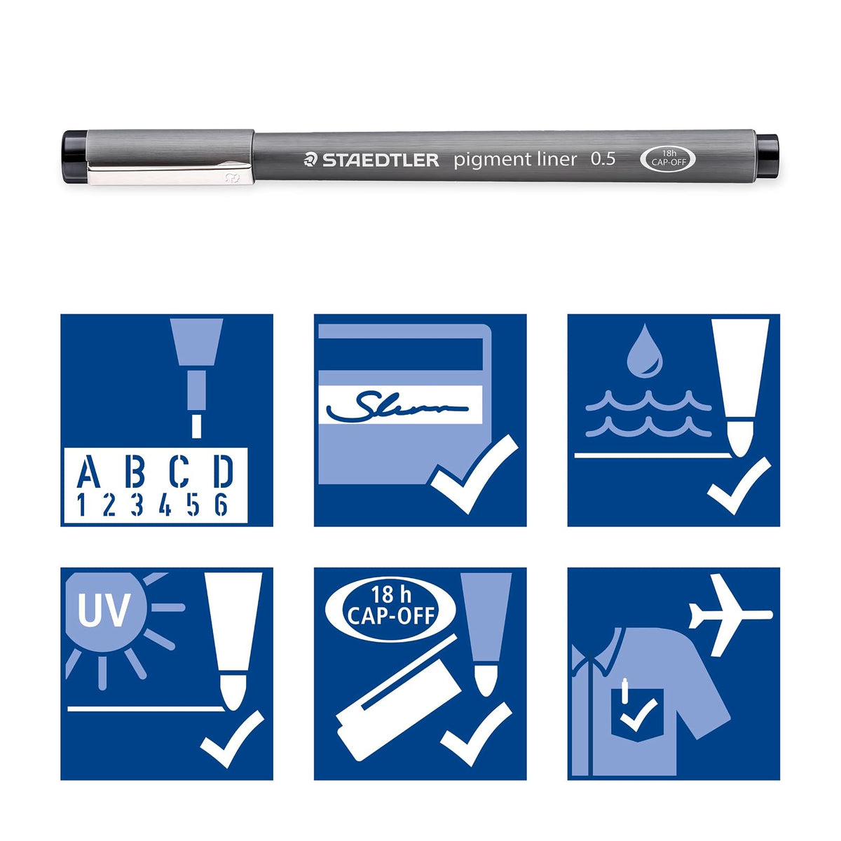STAEDTLER 308 07-9 04 - Bolígrafo de punta fina para dibujo, dibujo, diario, 0,7 mm, negro, caja de 5 bolígrafos