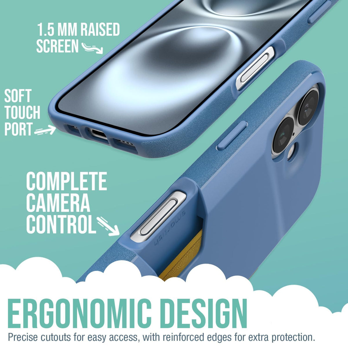 Smartish® - Funda Tipo portafolios para iPhone 16 - Wallet Slayer Vol. 1 Soporte para Tarjeta de crédito Delgado y Protector, con Ranura Oculta para Tarjeta Compatible con Apple iPhone 16, Azul en