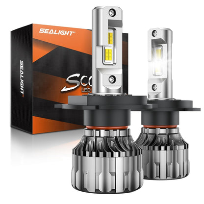 SEALIGHT S6 H4/9003/HB2 Bombillas LED Superbrillantes 38000 lm 6500K Luz Alta/Baja con Ventilador Plug-N-Play, Blanco