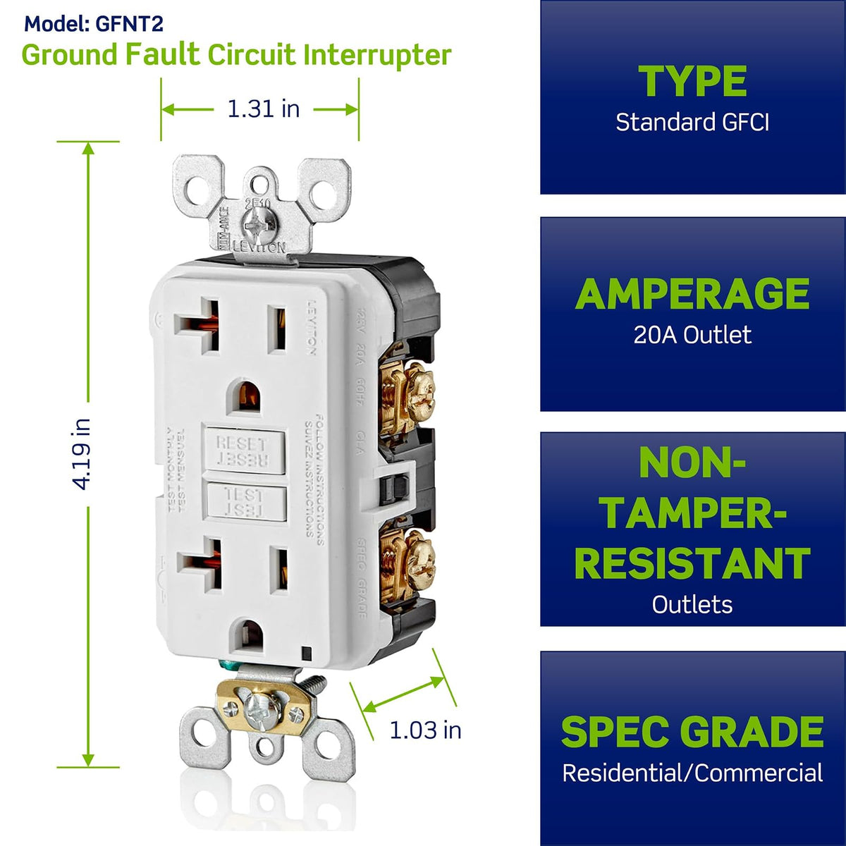 Leviton SmartlockPro receptáculo a prueba de alteraciones, con indicador LED, 20 Amp, Ivory