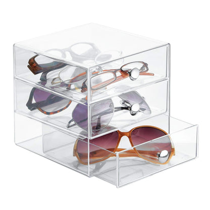 InterDesign Drawers Organizador de maquillaje | Organizador de cosméticos para maquillaje y demás | Caja de maquillaje con 3 cajones | Plástico transparente