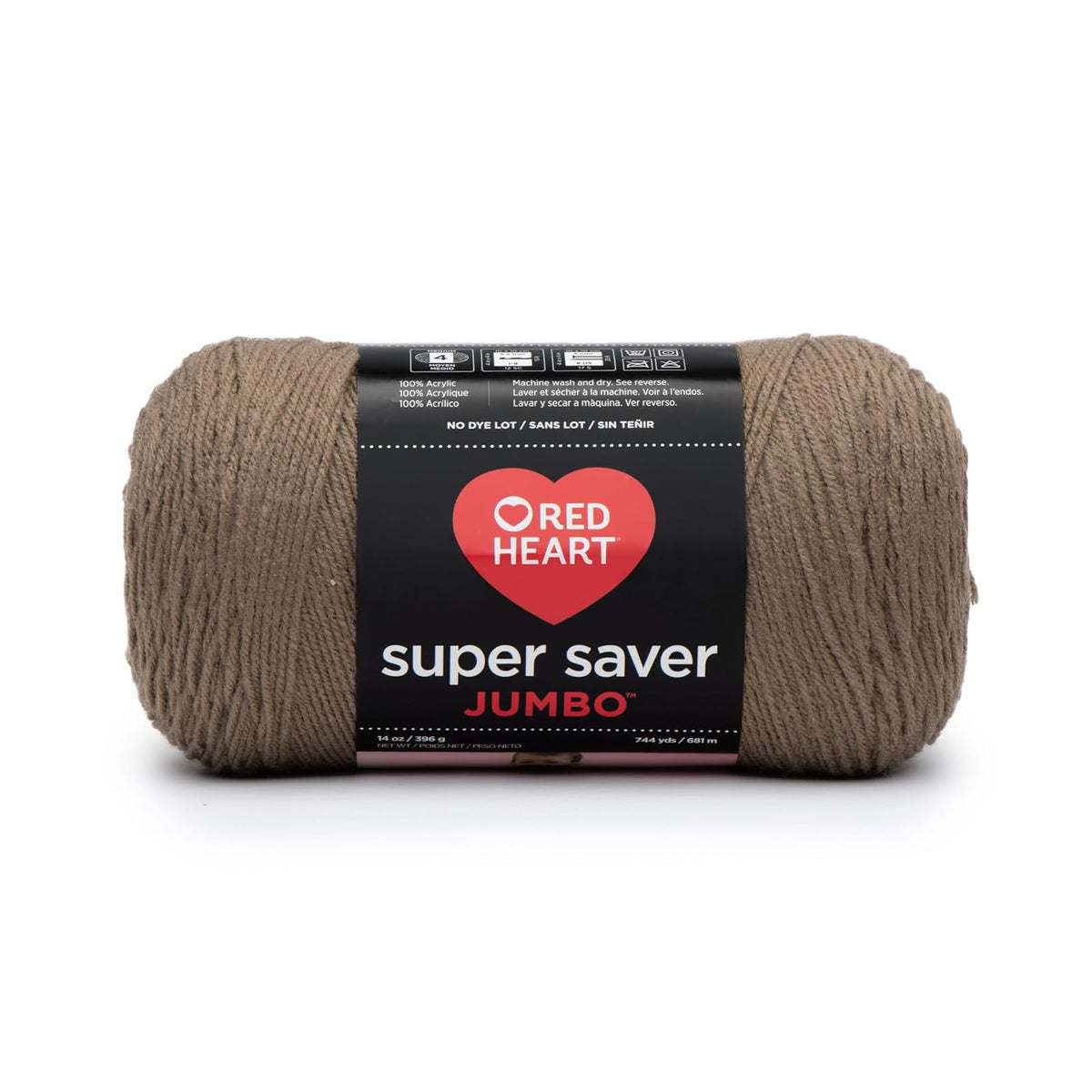 Red Heart Super Saver Estambre Acrílico Jumbo, Paquete de 2, 396 g - 1 unidad - Café Latte