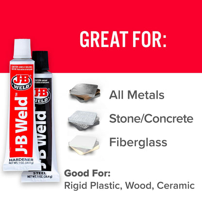 J-B Weld Original Epoxi Reforzado de Acero, Gris Oscuro, Paquete de 2, 2 oz, 8265S-2