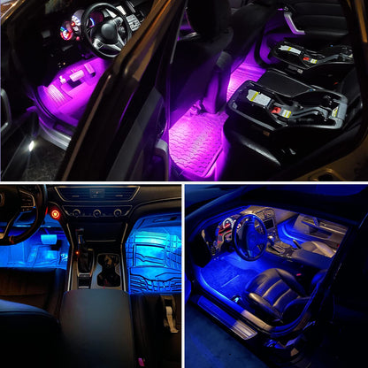 Nilight - Luces interiores de automóviles con control de aplicación, 16 millones de colores RGB, tira de luces con modo de sincronización de música y múltiples opciones de escena para automóviles